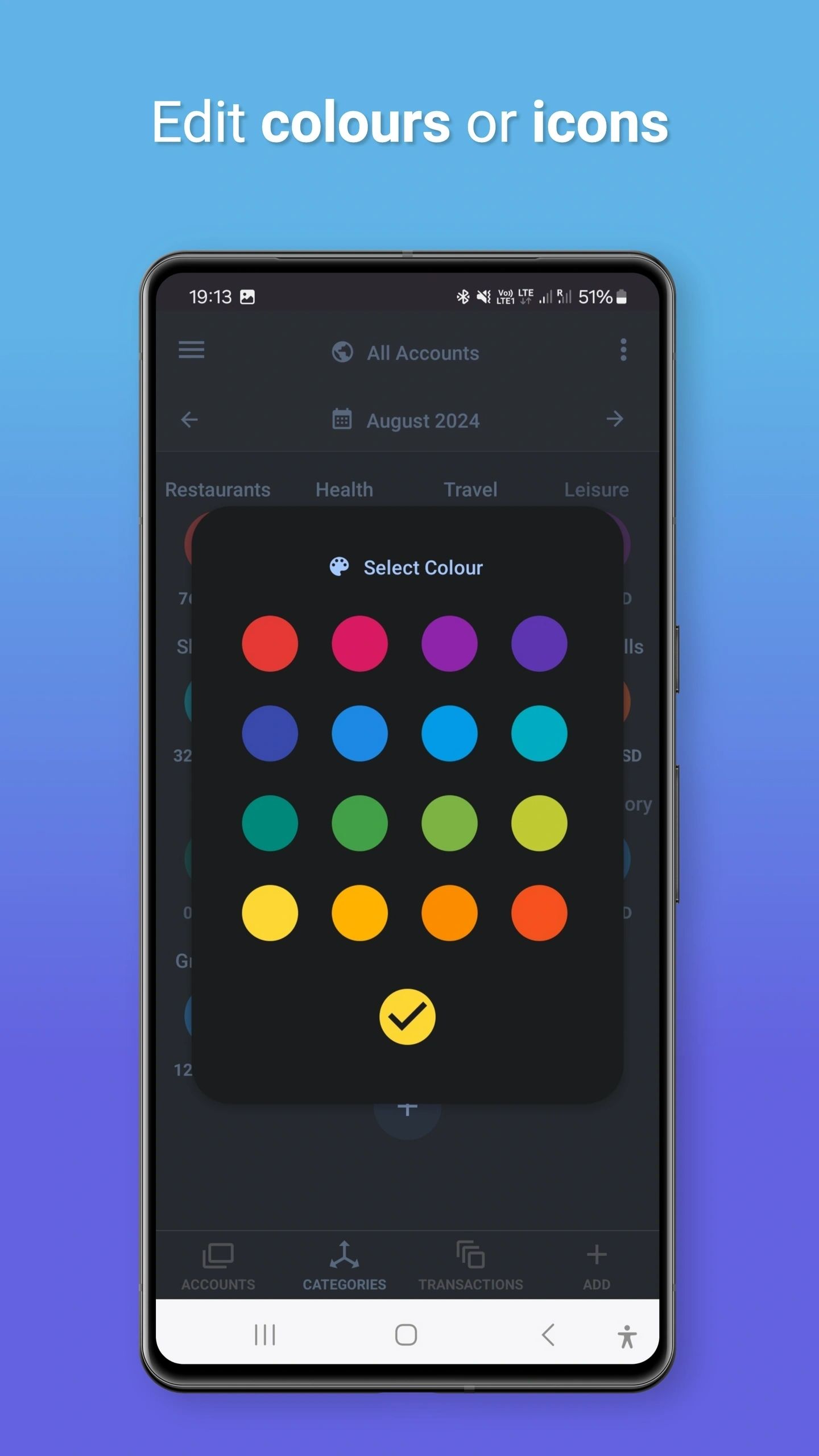 Edit colours or icons