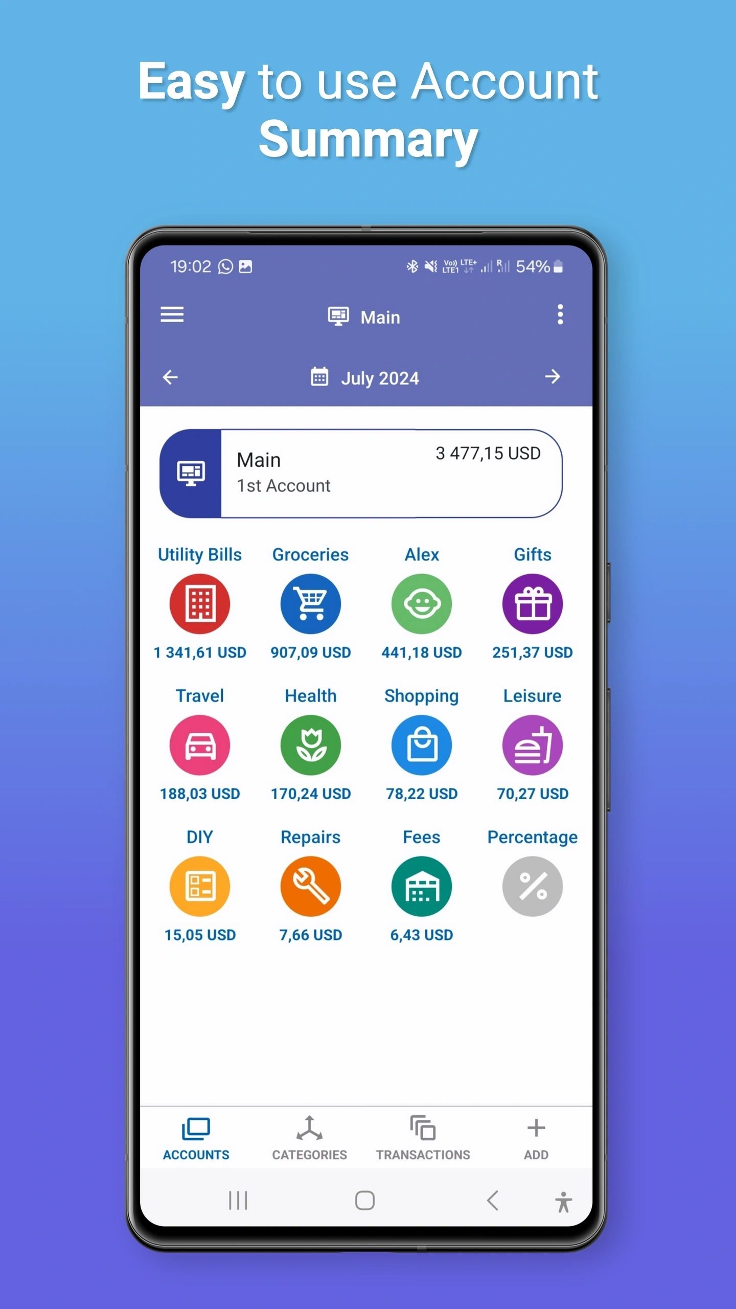 Easy-to-use account summary