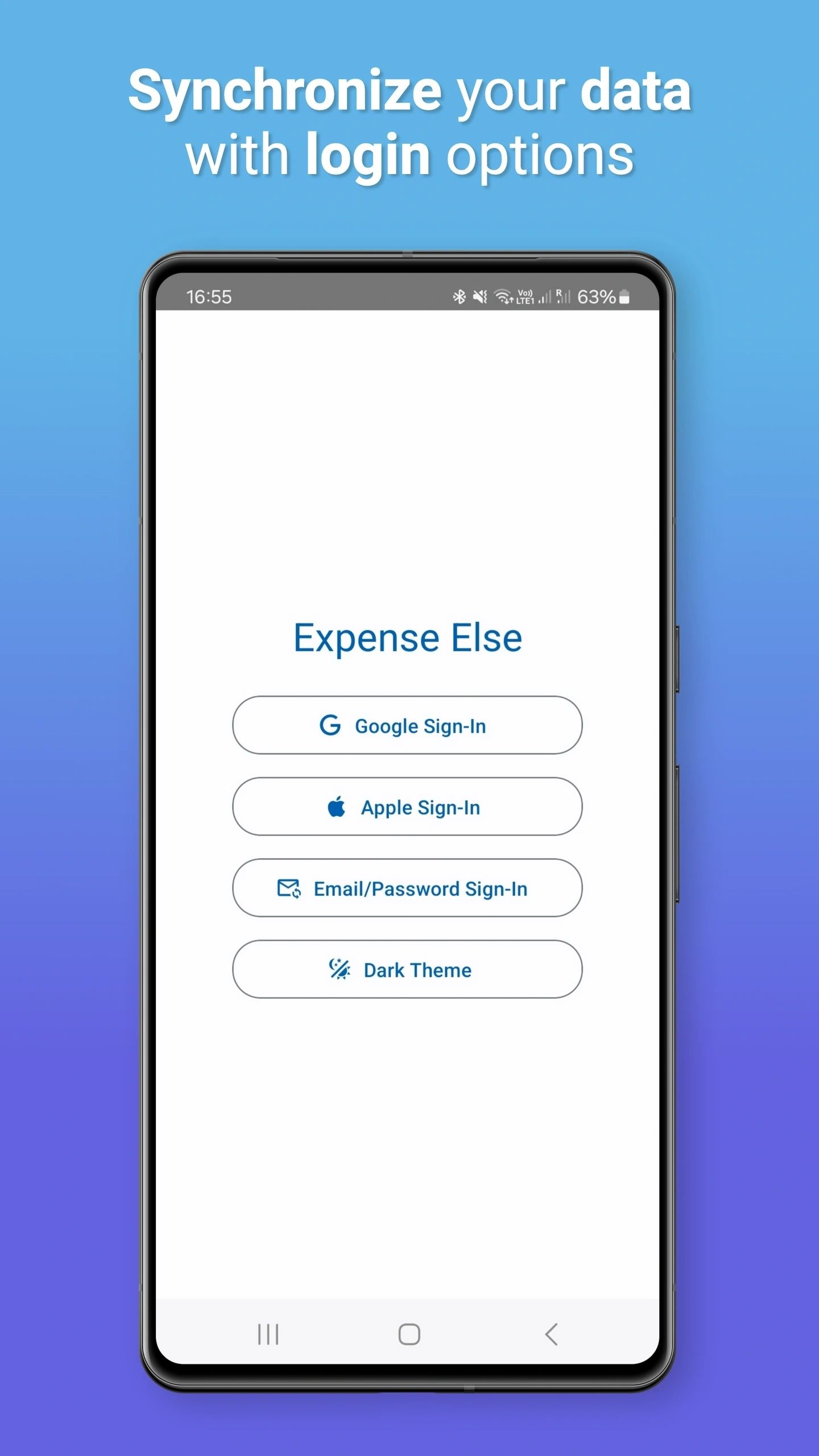 Synchronize your data with login options