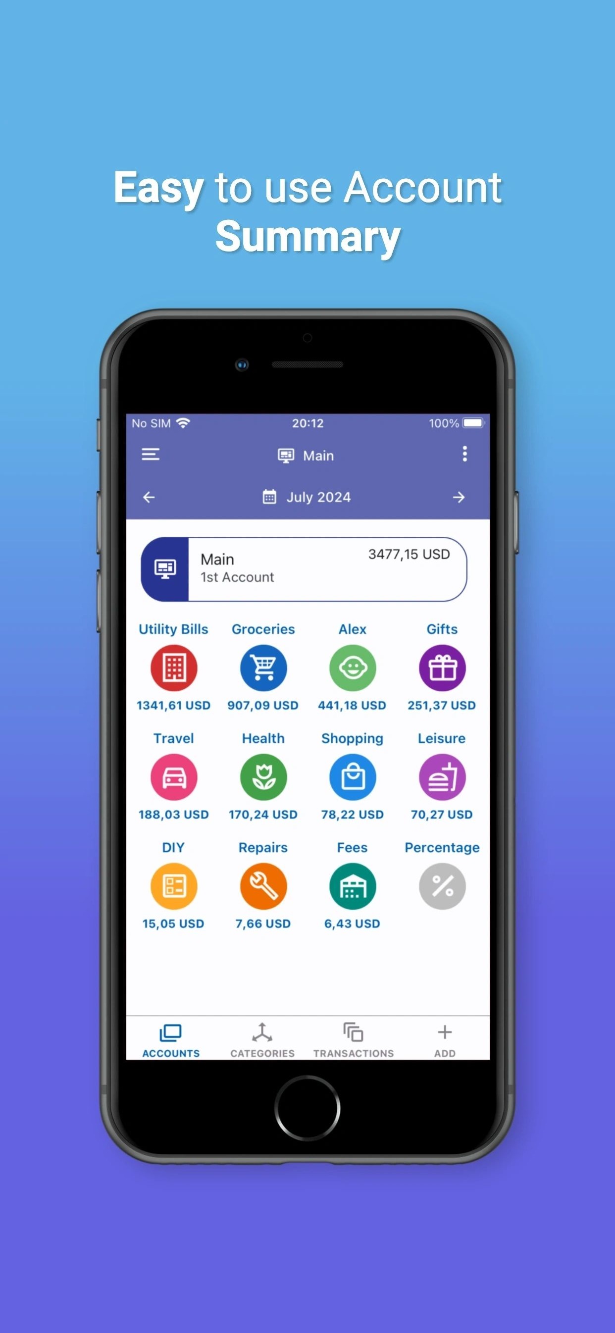 Easy-to-use account summary